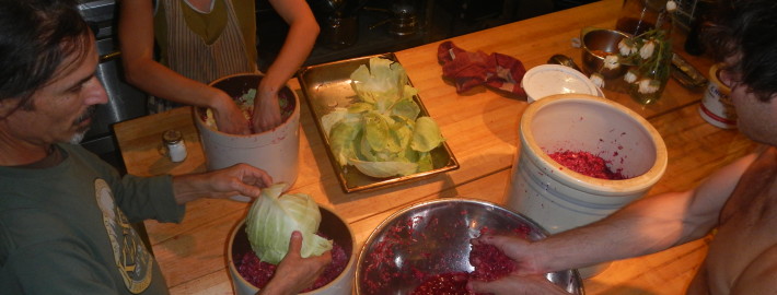 Making sauerkraut at Full Bloom